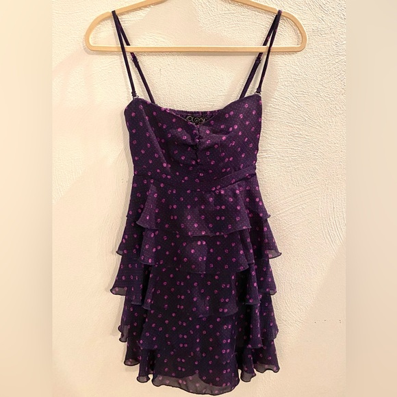 Volcom Retro Barbiecore Purple Polkadot Tiered Ruffled Party Dress ✨ - Picture 9 of 9